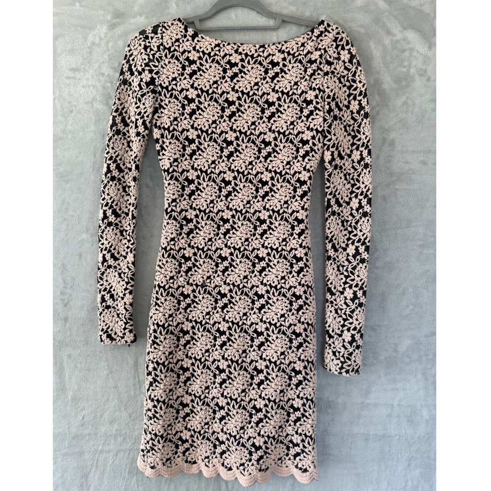 Alice + Olivia Dandi Lace Open Back Mini Dress Est Size XS Cream Black MSRP $395